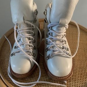 White leather boots